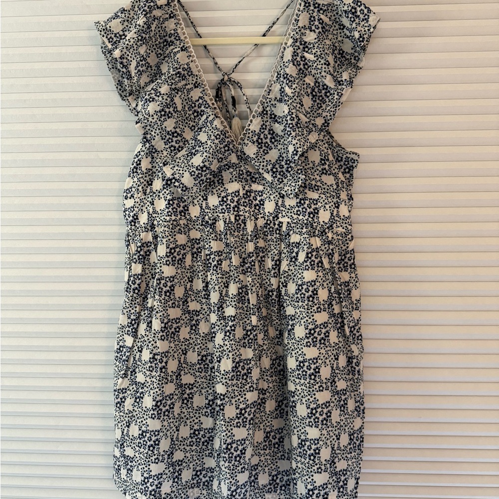 Anthropologie Navy and White Mini Dress